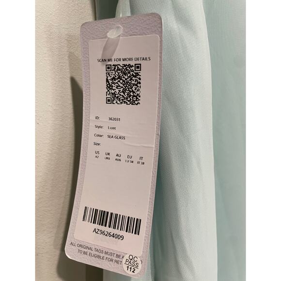 NWT Azazie Lizet Sweetheart Neck Chiffon A-Line Bridesmaid Dress Sea Glass US A2 - Picture 5 of 6